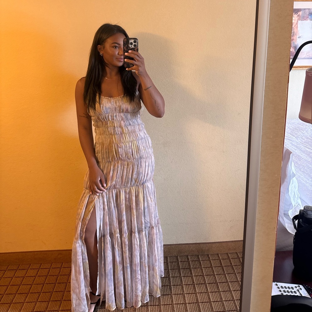 ASOS Cream and Pink Maxi Dress